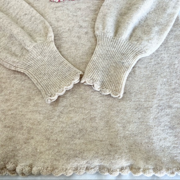 Free people wool blend embroidered floral sweater Small - Picture 6 of 13